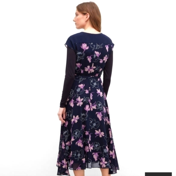 Club MONACO SOFT PRINT 100% SILK DRESS SIZE 4 - Picture 2 of 15